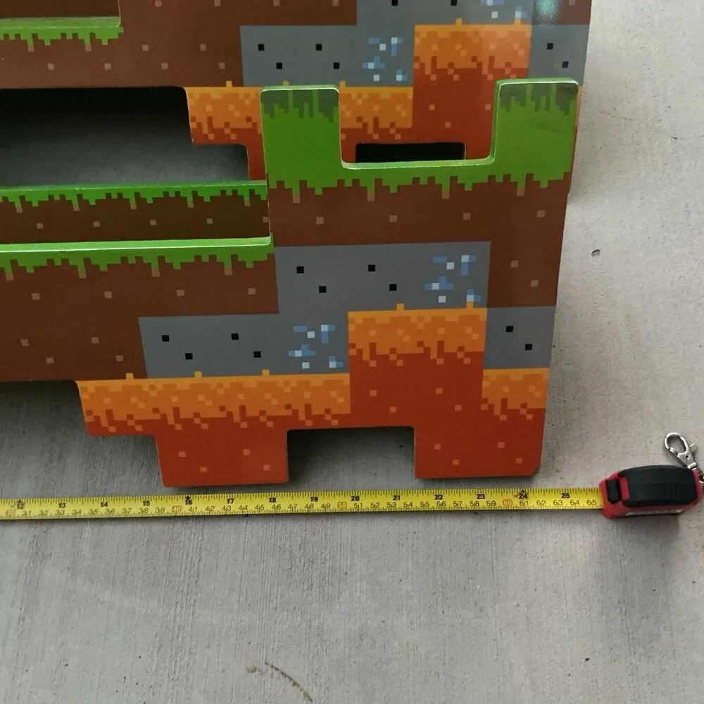 Minecraft Mojang Wooden Wall Shelf Set Pixel Block Terrain Display S20 25”